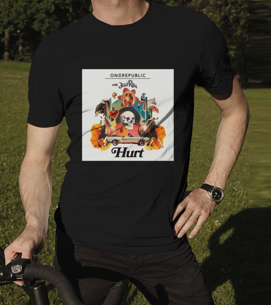 ONEREPUBLIC With JELLY ROLL Hurt Retro Collage Of Horses And Cactus T-Shirt