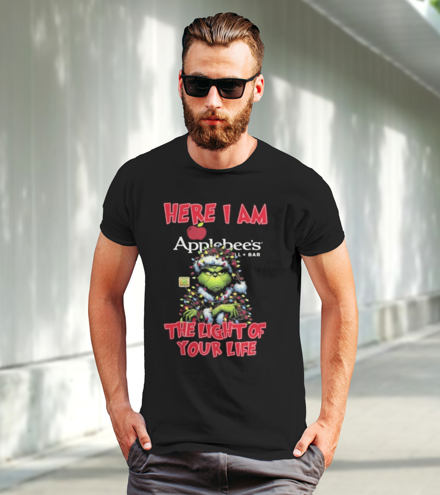 Here I Am Grinch Applebee’s The Light Of Your Life Christmas Light T-Shirt