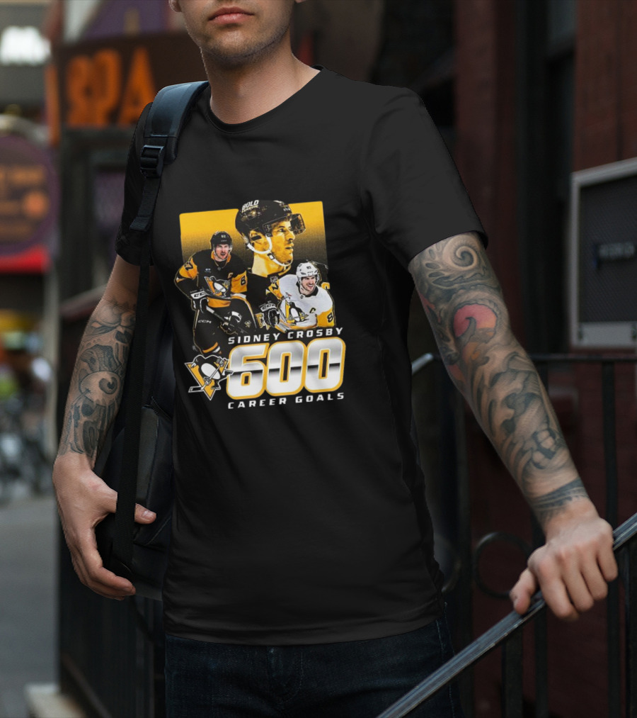Sidney Crosby Pittsburgh Penguins 600 Career Goals NHL Achievement T-Shirt