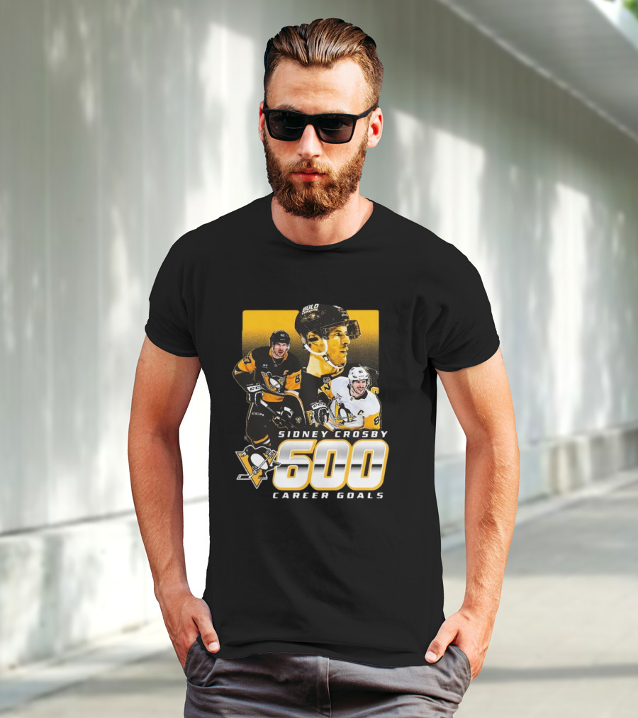Sidney Crosby Pittsburgh Penguins 600 Career Goals NHL Achievement T-Shirt