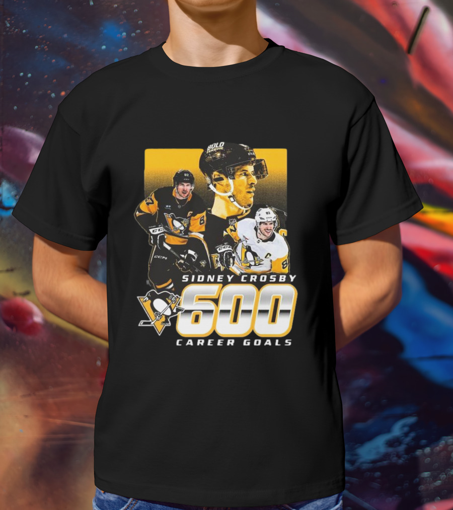 Sidney Crosby Pittsburgh Penguins 600 Career Goals NHL Achievement T-Shirt