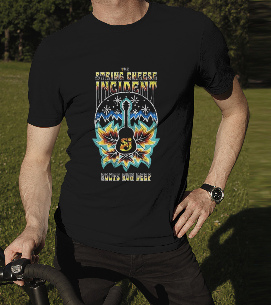 The String Cheese Incident Roots Run Deep Sunrise Mountains Guitar T-Shirt