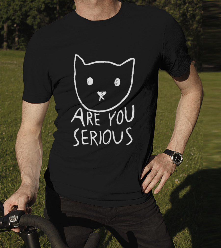 Are You Serious Cat Minimalist Sketch By Fox Shiver T-Shirt