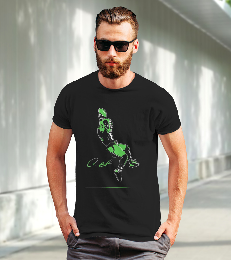 Coby Bryant Legendary Green Football Celebration Signature T-Shirt