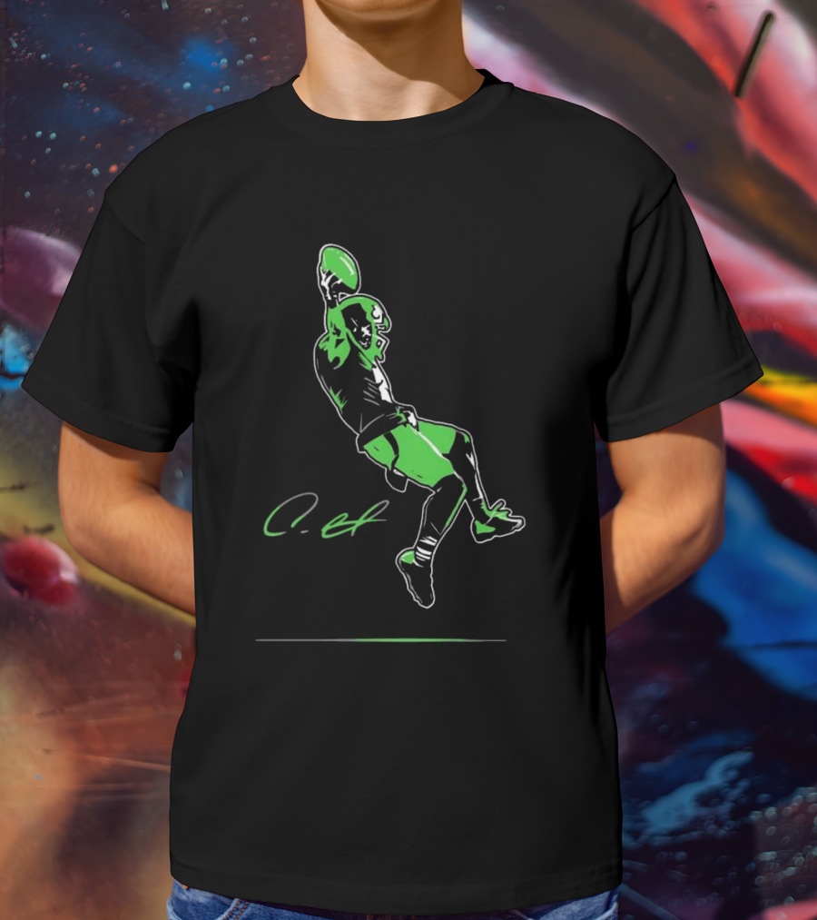 Coby Bryant Legendary Green Football Celebration Signature T-Shirt