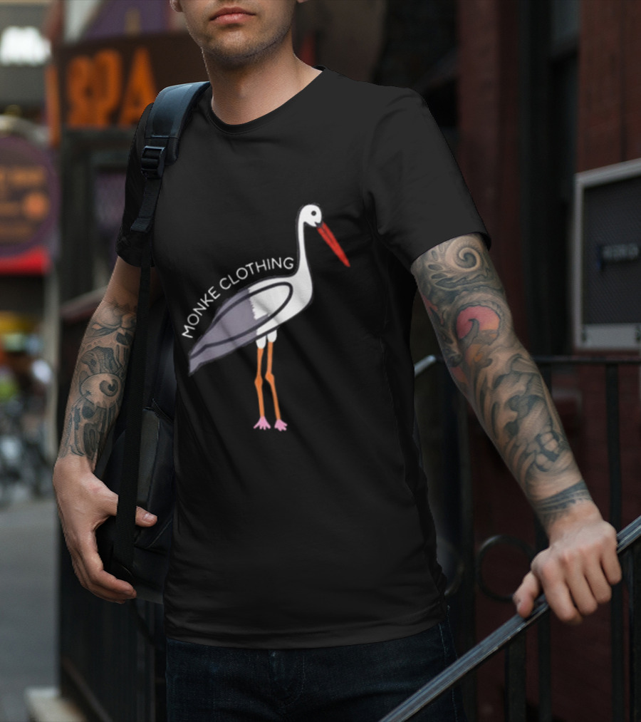 Monke Clothing Stork Woven Design With Stork T-Shirt