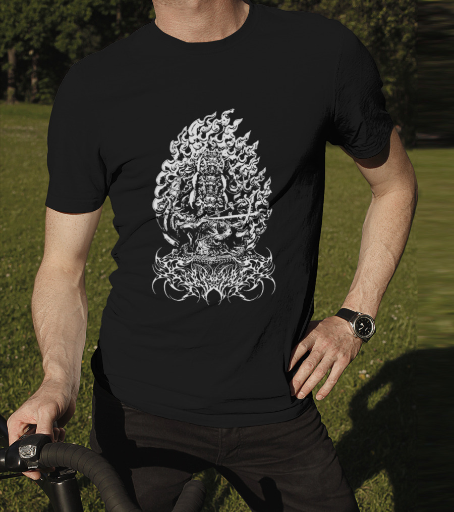 Rahula Polyphia Buddhist Deity Intricate Flame T-Shirt