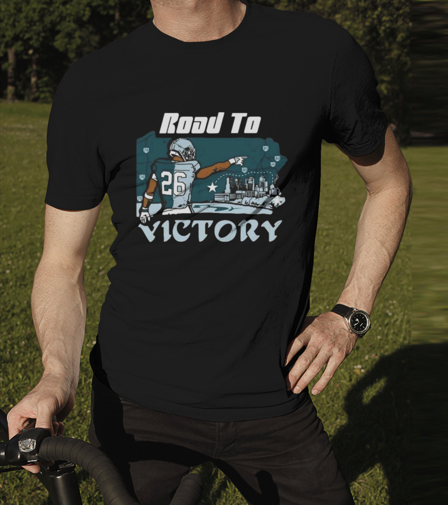 Saquon Barkley Road To Victory Pennsylvania Skyline Football Journey T-Shirt