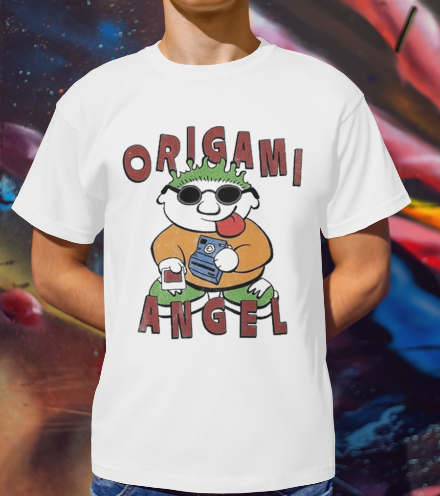Origami Angel Cartoon Character With Camera And Sunglasses T-Shirt