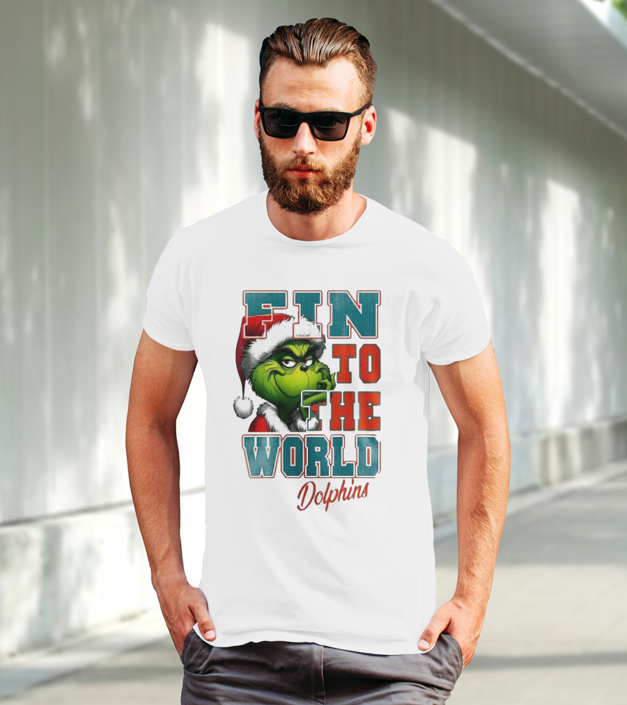 Miami Dolphins Grinch Fin To The World Christmas T-Shirt