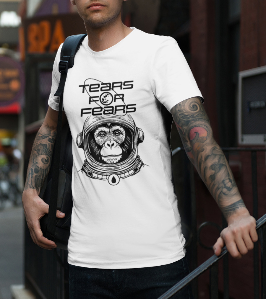 Tears For Fears Space Monkey Astronaut With Planet And Teardrop Helmet T-Shirt