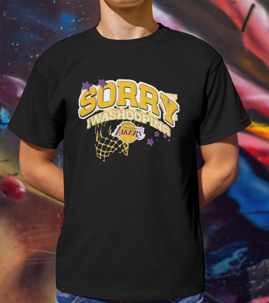 Los Angeles Lakers Sorry I Was Hooping Basketball Net And Stars T-Shirt
