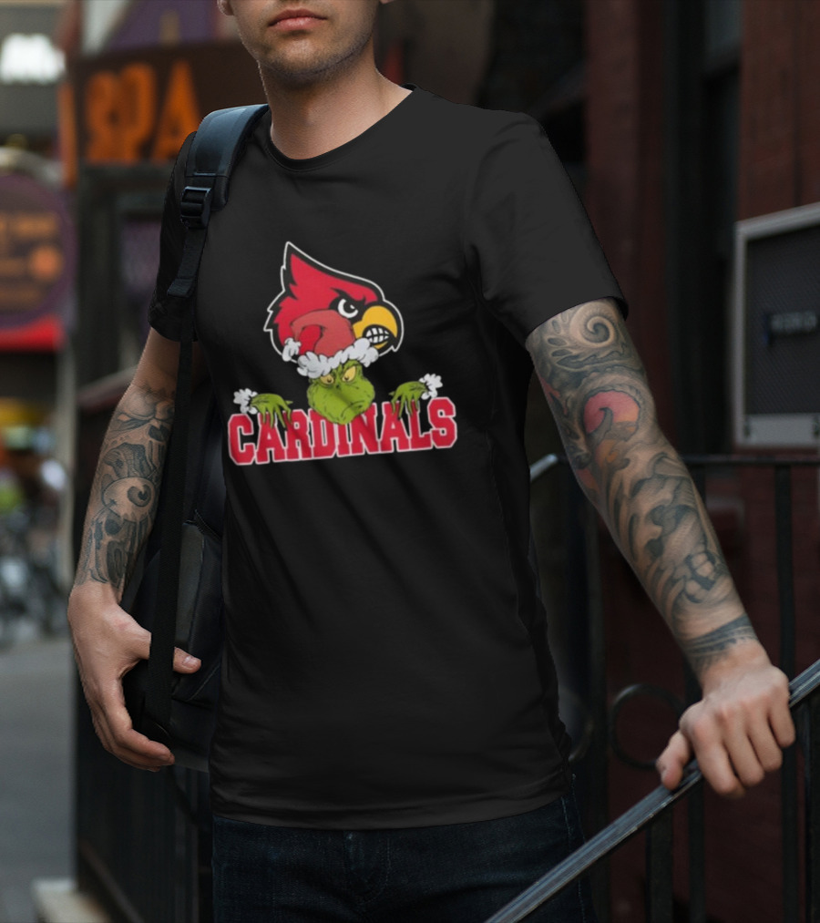 NCAA Louisville Cardinals Grinch Christmas Football T-Shirt