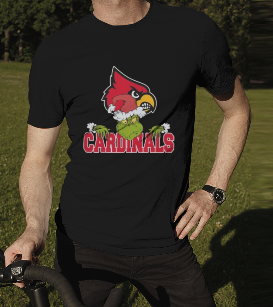 NCAA Louisville Cardinals Grinch Christmas Football T-Shirt