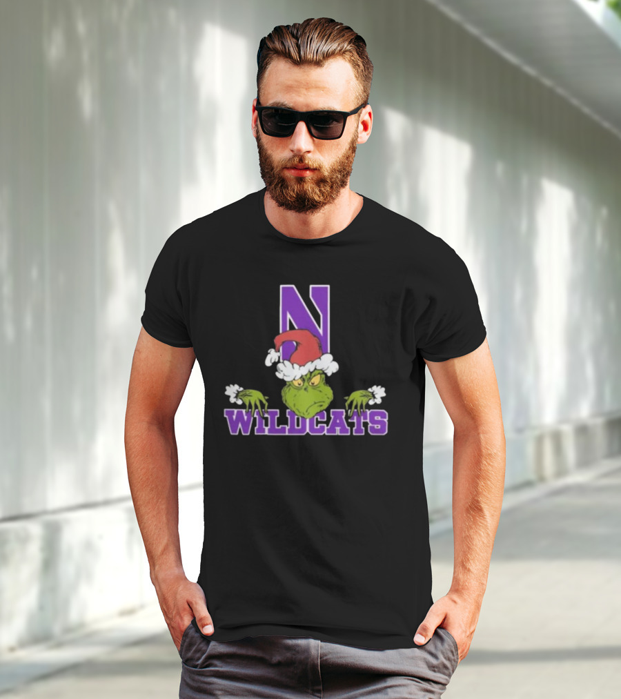 NCAA Northwestern Wildcats Grinch Christmas Football T-Shirt