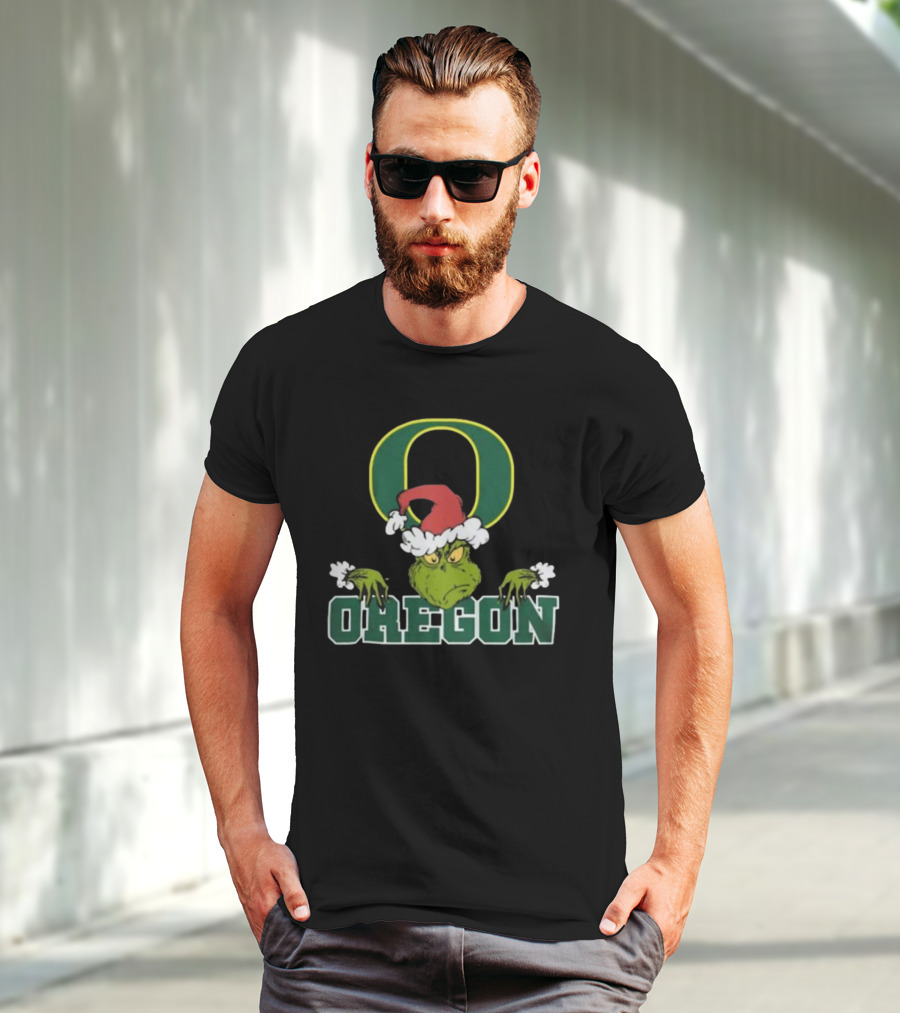 NCAA Oregon Ducks Grinch Christmas Football T-Shirt