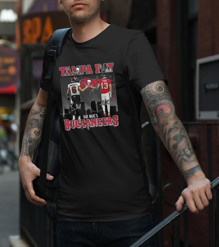 Tampa Bay Buccaneers Baker Mayfield Mike Evans Go Bucs Signatures T-Shirt