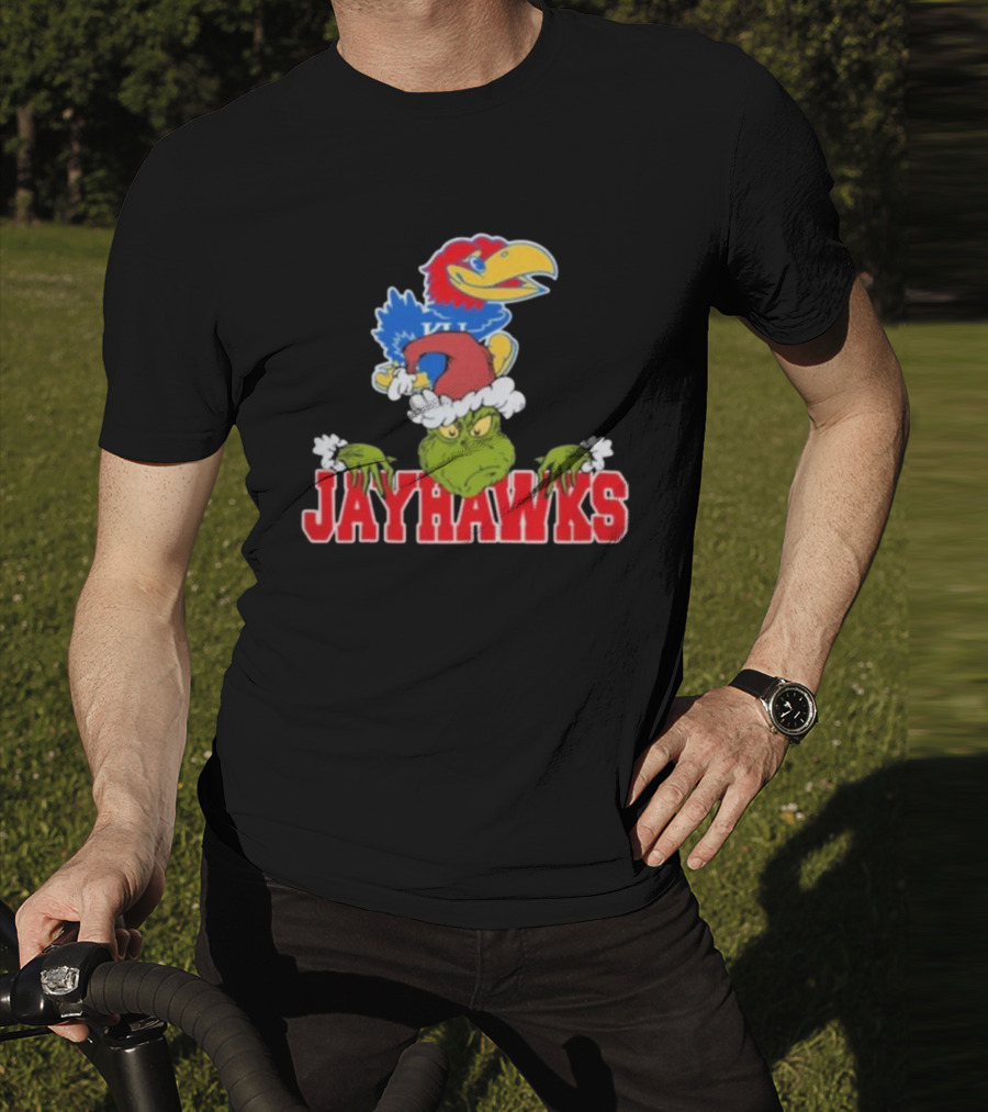 Kansas Jayhawks Grinch Christmas NCAA Football T-Shirt