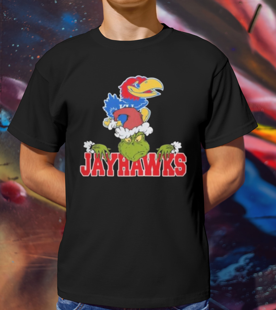 Kansas Jayhawks Grinch Christmas NCAA Football T-Shirt