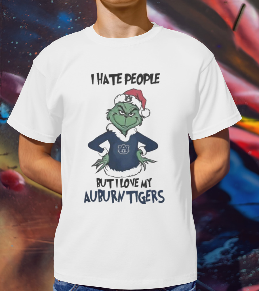 I Hate People But I Love My Auburn Tigers Grinch Christmas T-Shirt
