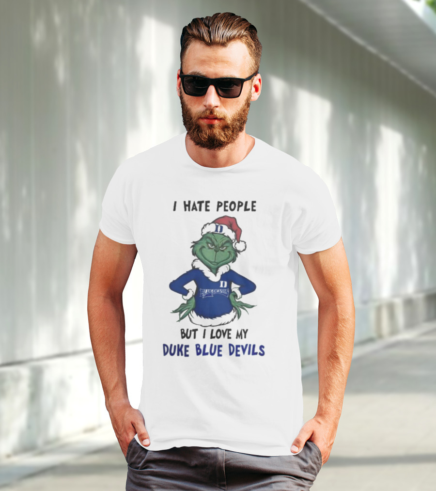 I Hate People Grinch Loves Duke Blue Devils Merry Christmas T-Shirt