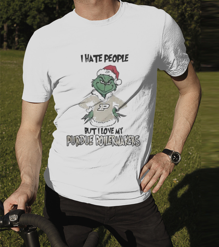 I Hate People But I Love My Purdue Boilermakers Grinch Christmas T-Shirt