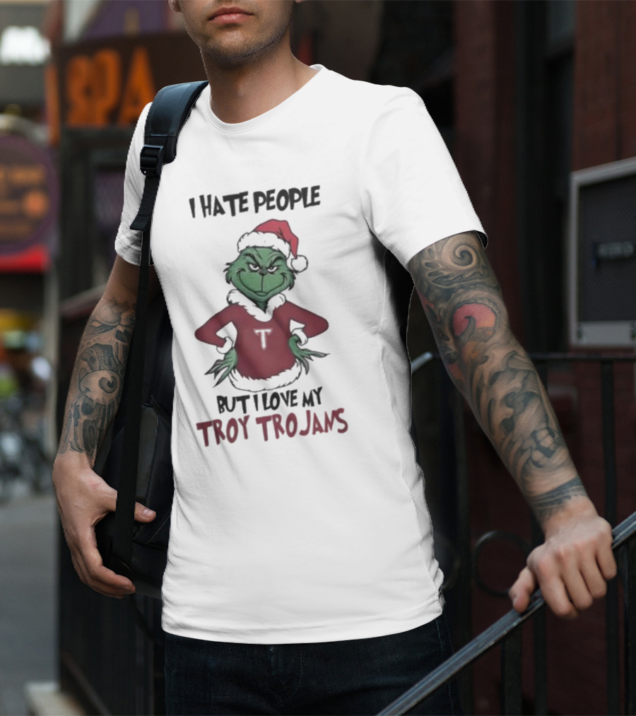 I Hate People But I Love My Troy Trojans Grinch Christmas T-Shirt