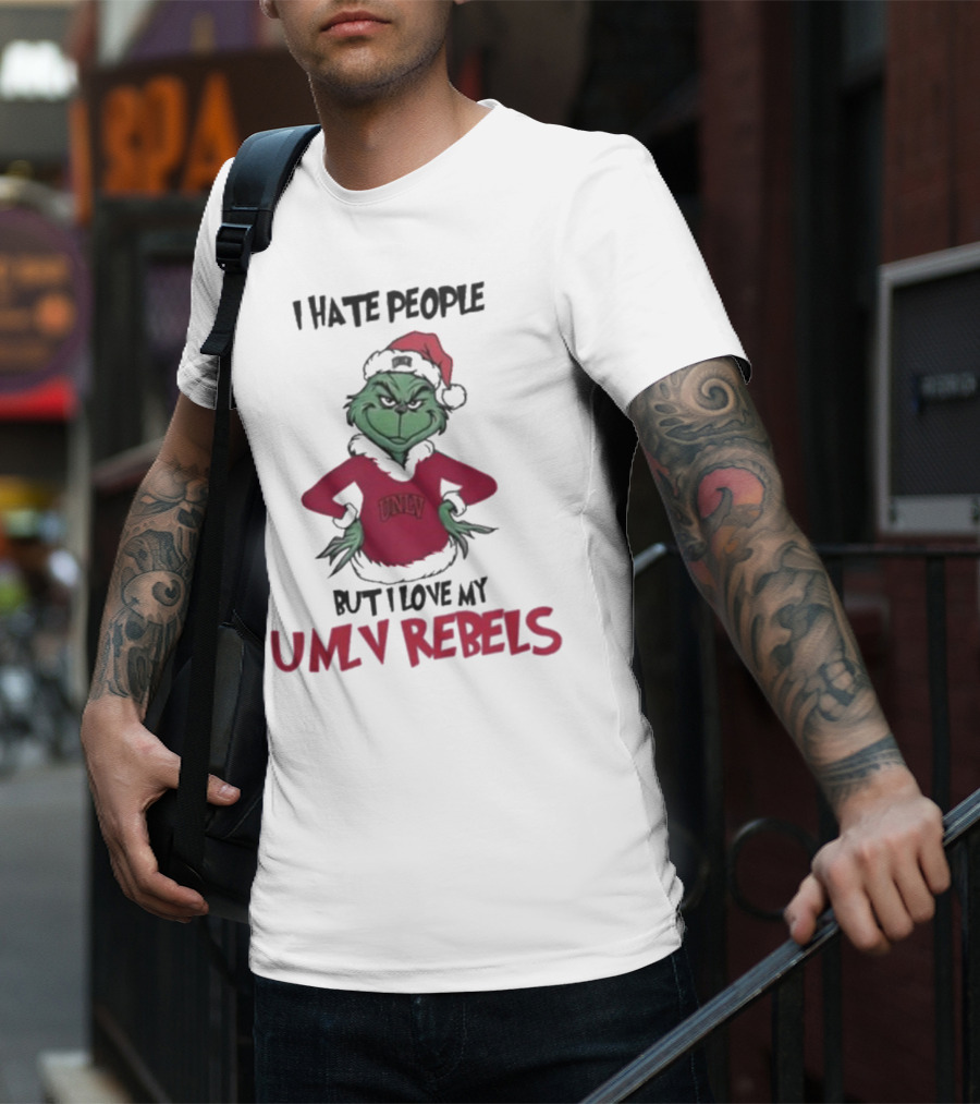 I Hate People But I Love My UNLV Rebels Grinch Christmas Fan T-Shirt