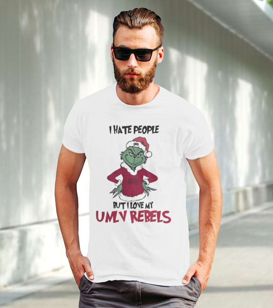 I Hate People But I Love My UNLV Rebels Grinch Christmas Fan T-Shirt