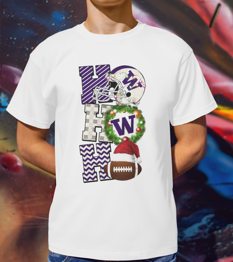 Washington Huskies Football Ho Ho Ho Christmas Game Day T-Shirt