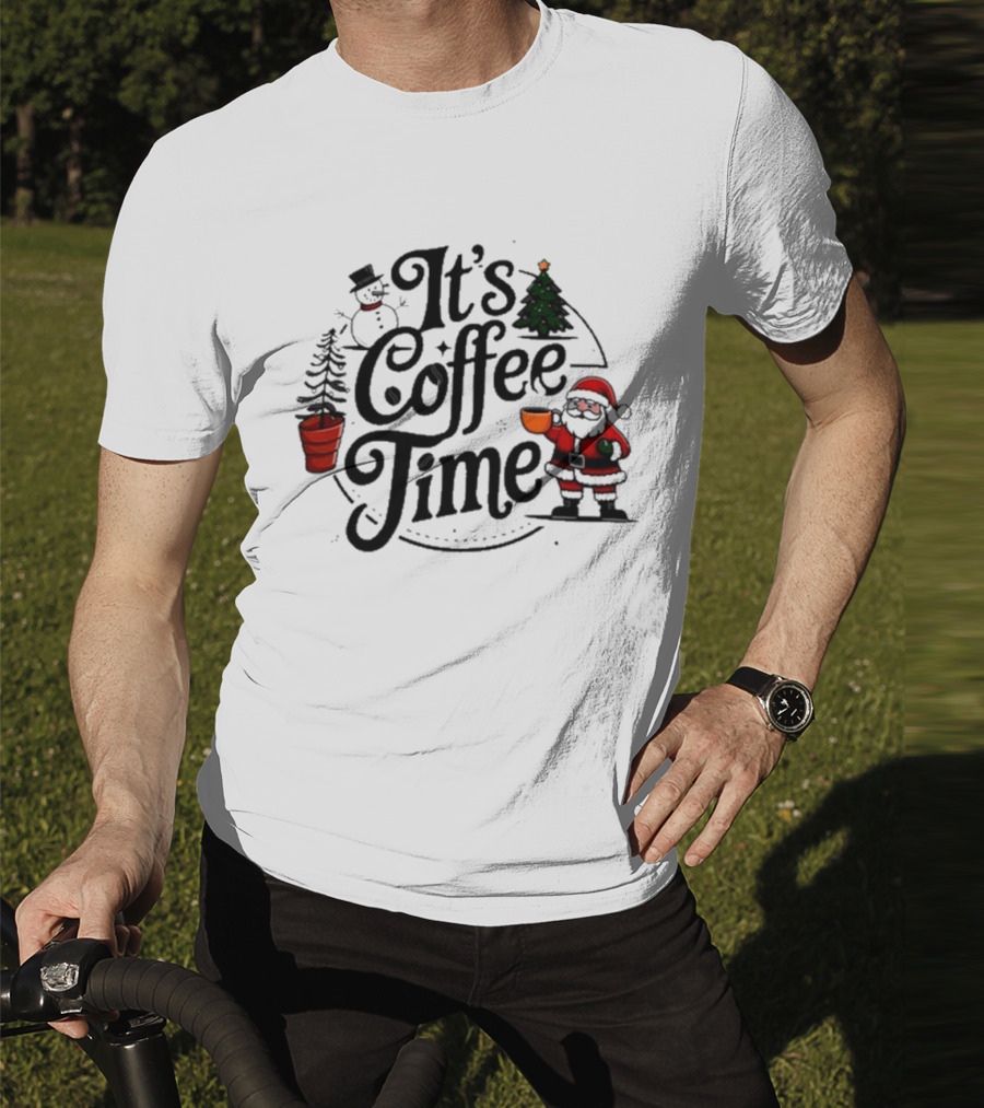 Abby Berner It’s Coffee Time Santa Snowman Christmas Holiday T-Shirt