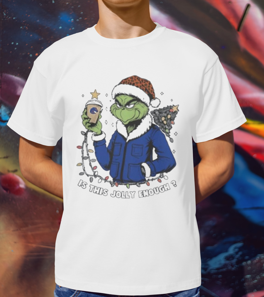 Boise State Broncos Santa Grinch Is This Jolly Enough Merry Christmas T-Shirt