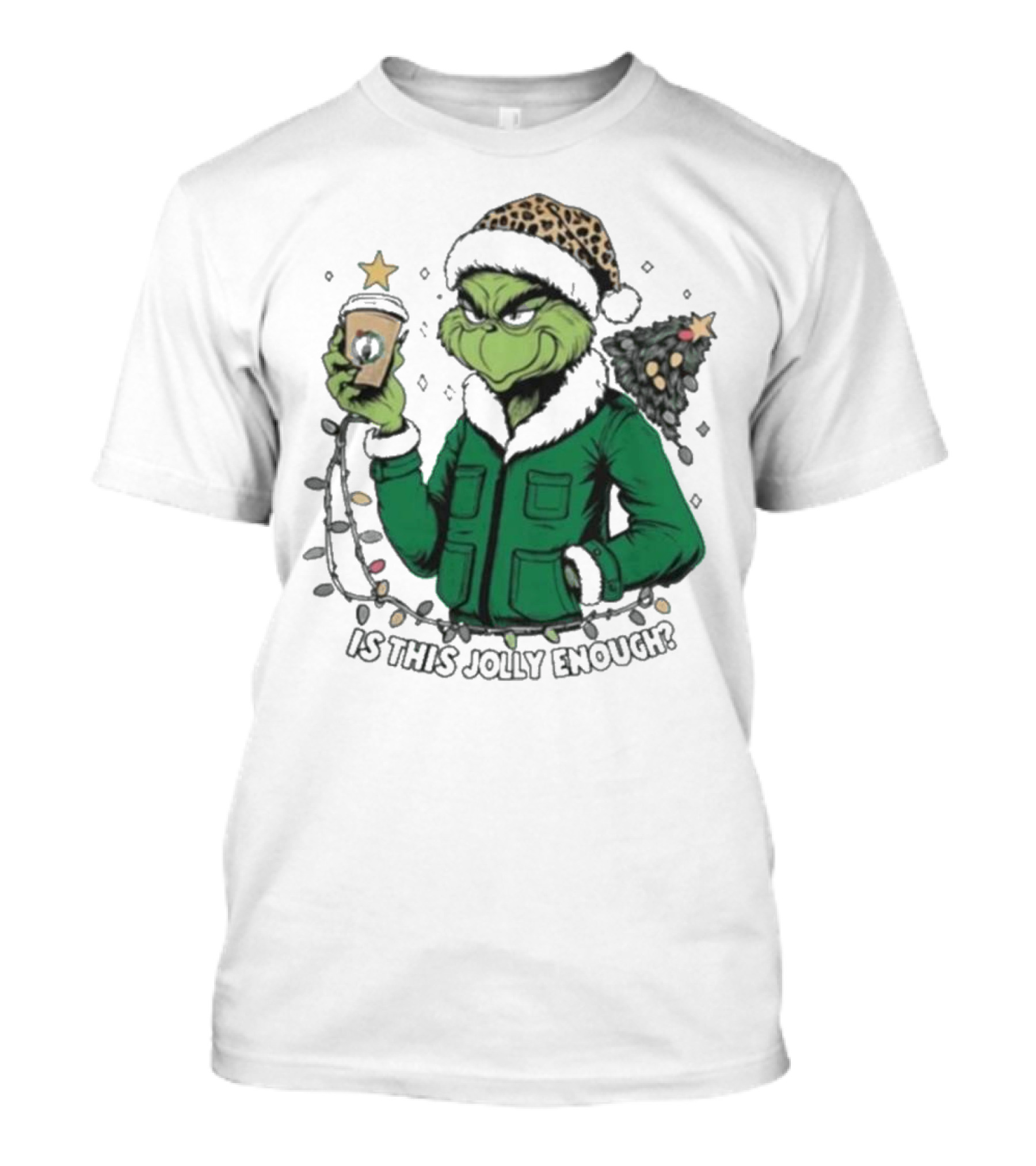 Boston Celtics X Santa Grinch Is This Jolly Enough Merry Christmas Coffee Lights Tree T-Shirt