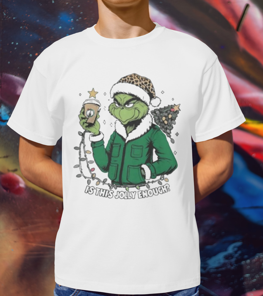 Boston Celtics X Santa Grinch Is This Jolly Enough Merry Christmas Coffee Lights Tree T-Shirt