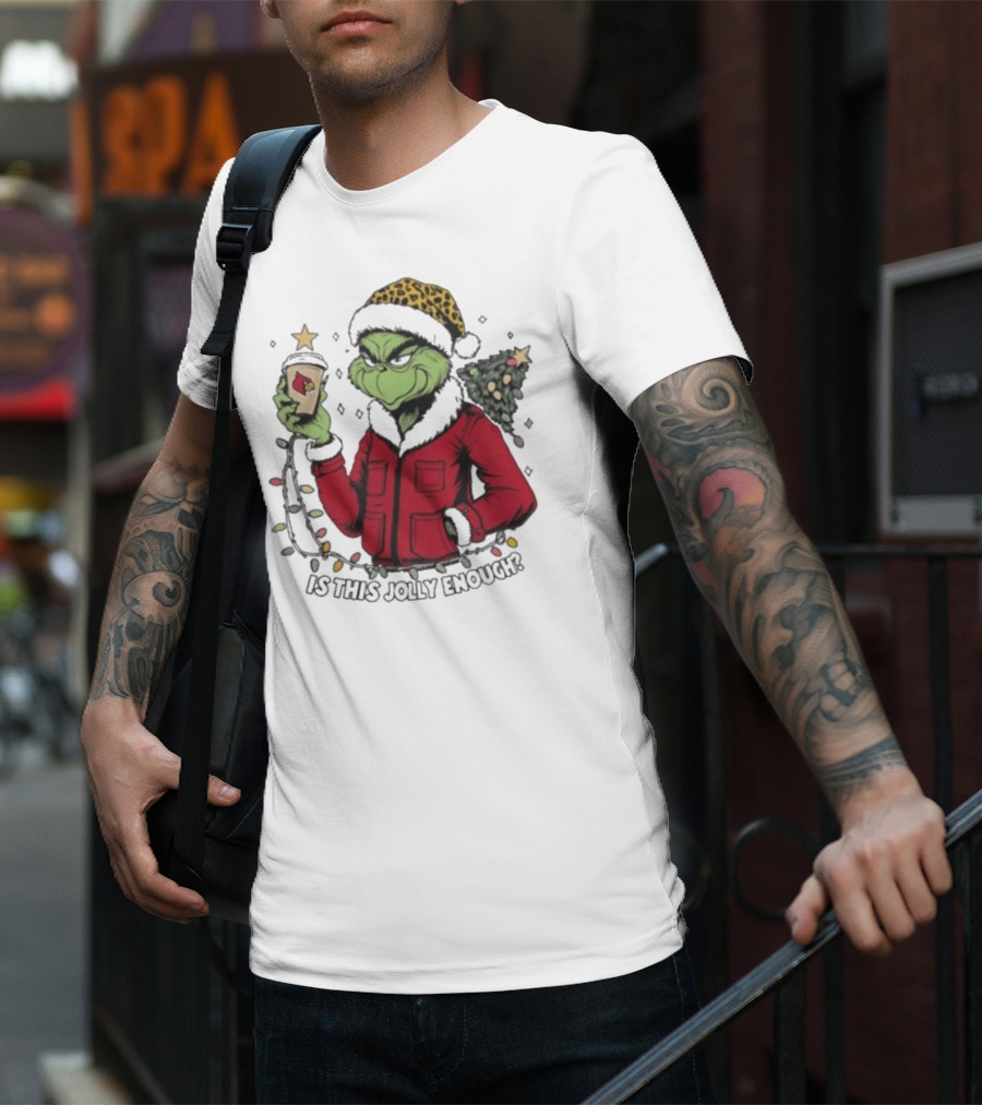 Louisville Cardinals Grinch Santa Is This Jolly Enough Merry Christmas T-Shirt