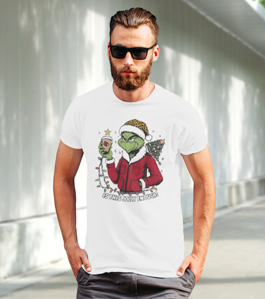 Louisville Cardinals Grinch Santa Is This Jolly Enough Merry Christmas T-Shirt