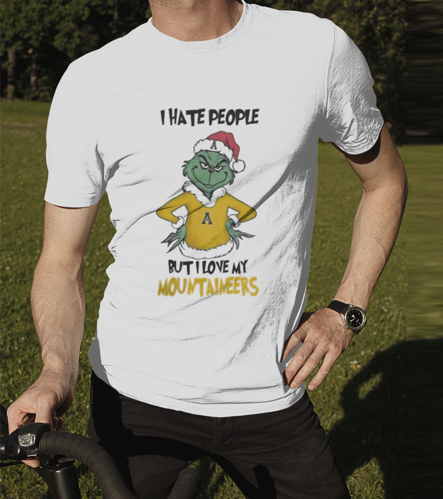 I Hate People But I Love My Appalachian State Mountaineers Grinch Santa Holiday Spirit T-Shirt