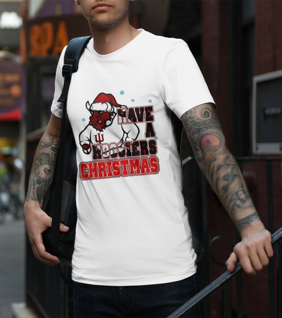 Have A Hoosiers Christmas Indiana Hoosiers Santa Mascot T-Shirt