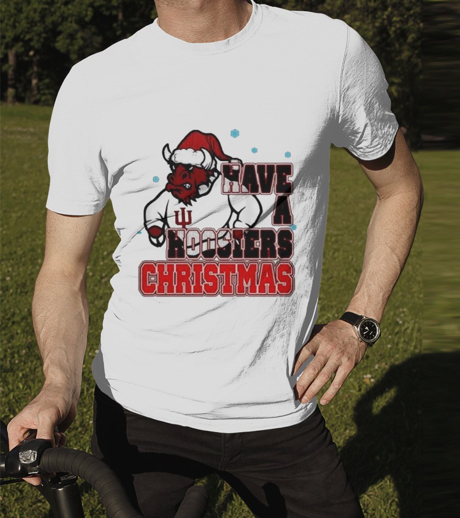 Have A Hoosiers Christmas Indiana Hoosiers Santa Mascot T-Shirt