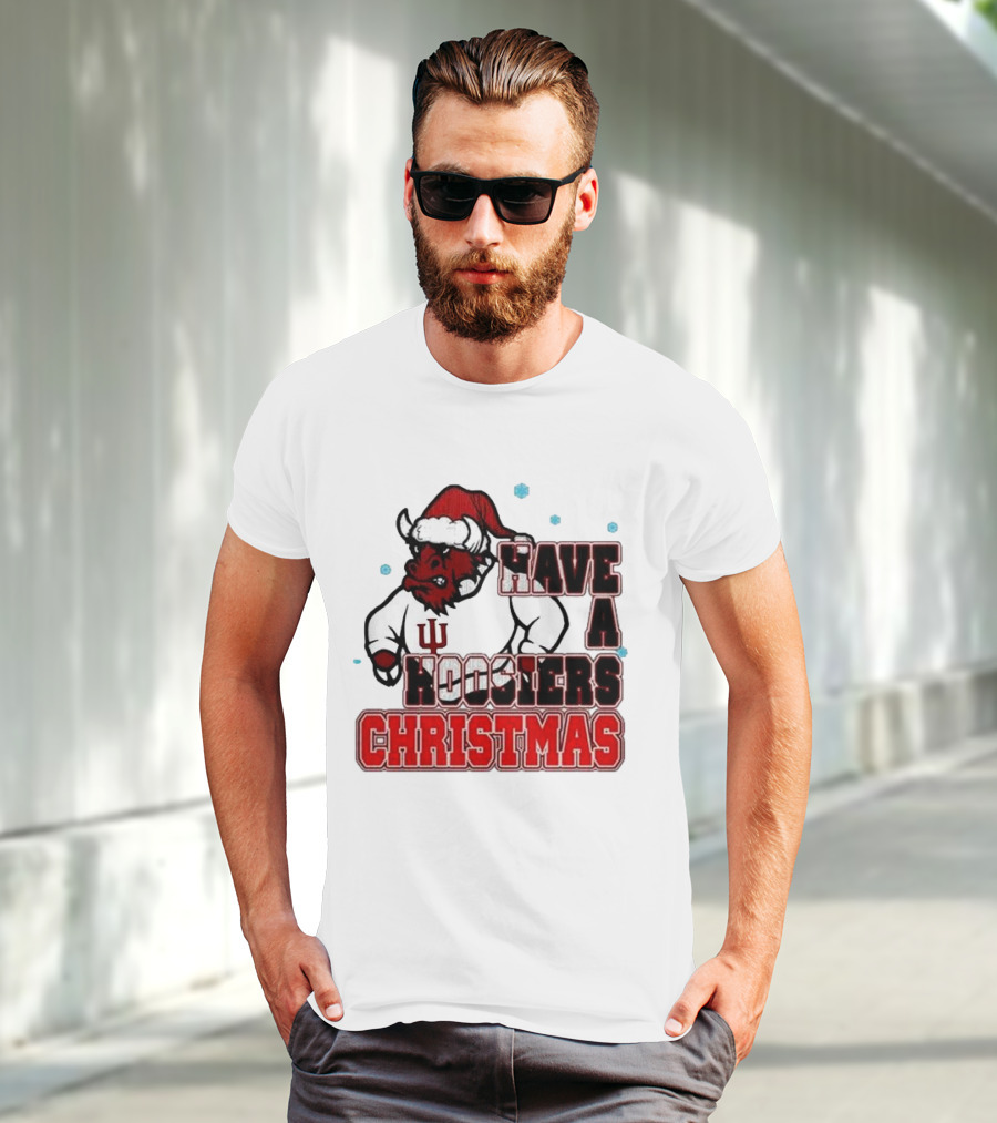 Have A Hoosiers Christmas Indiana Hoosiers Santa Mascot T-Shirt