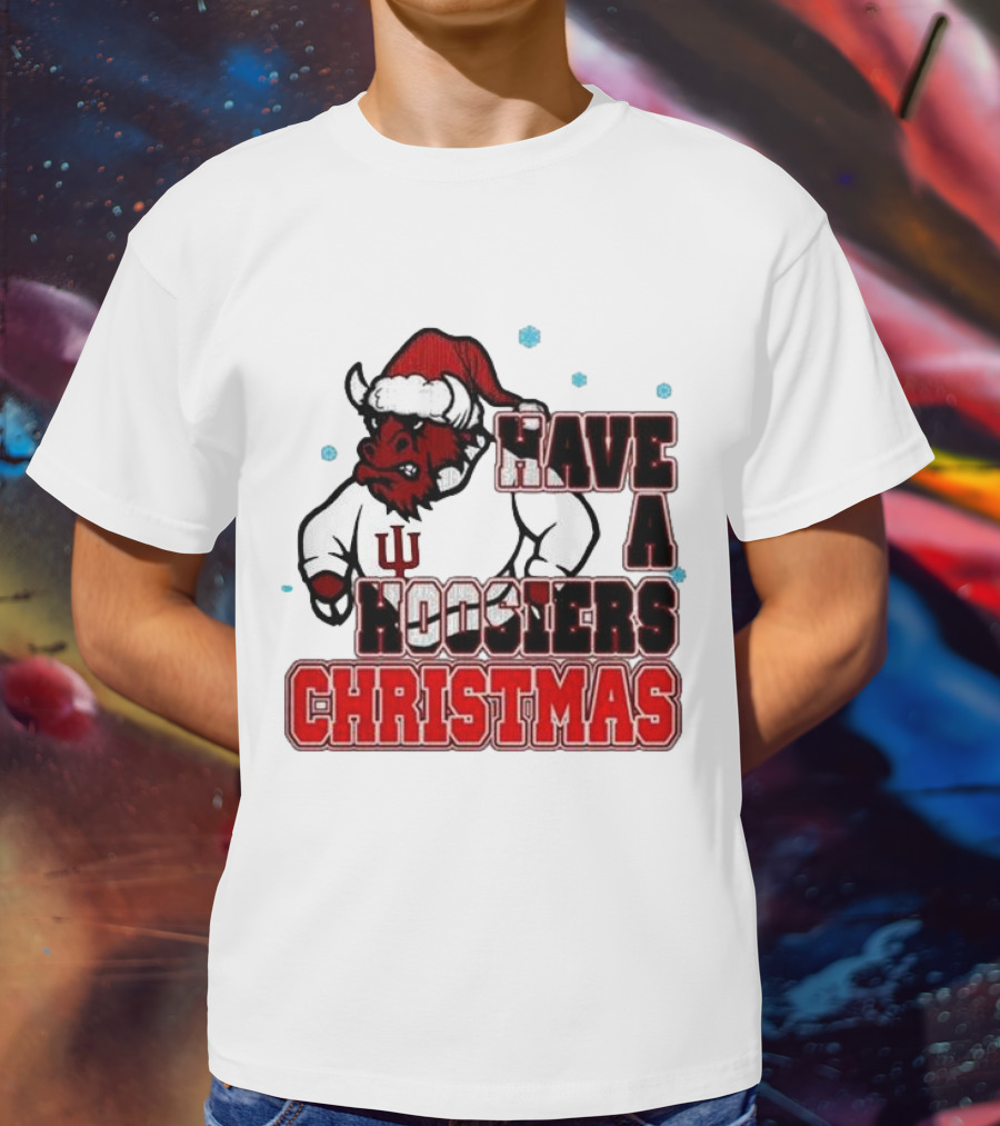 Have A Hoosiers Christmas Indiana Hoosiers Santa Mascot T-Shirt