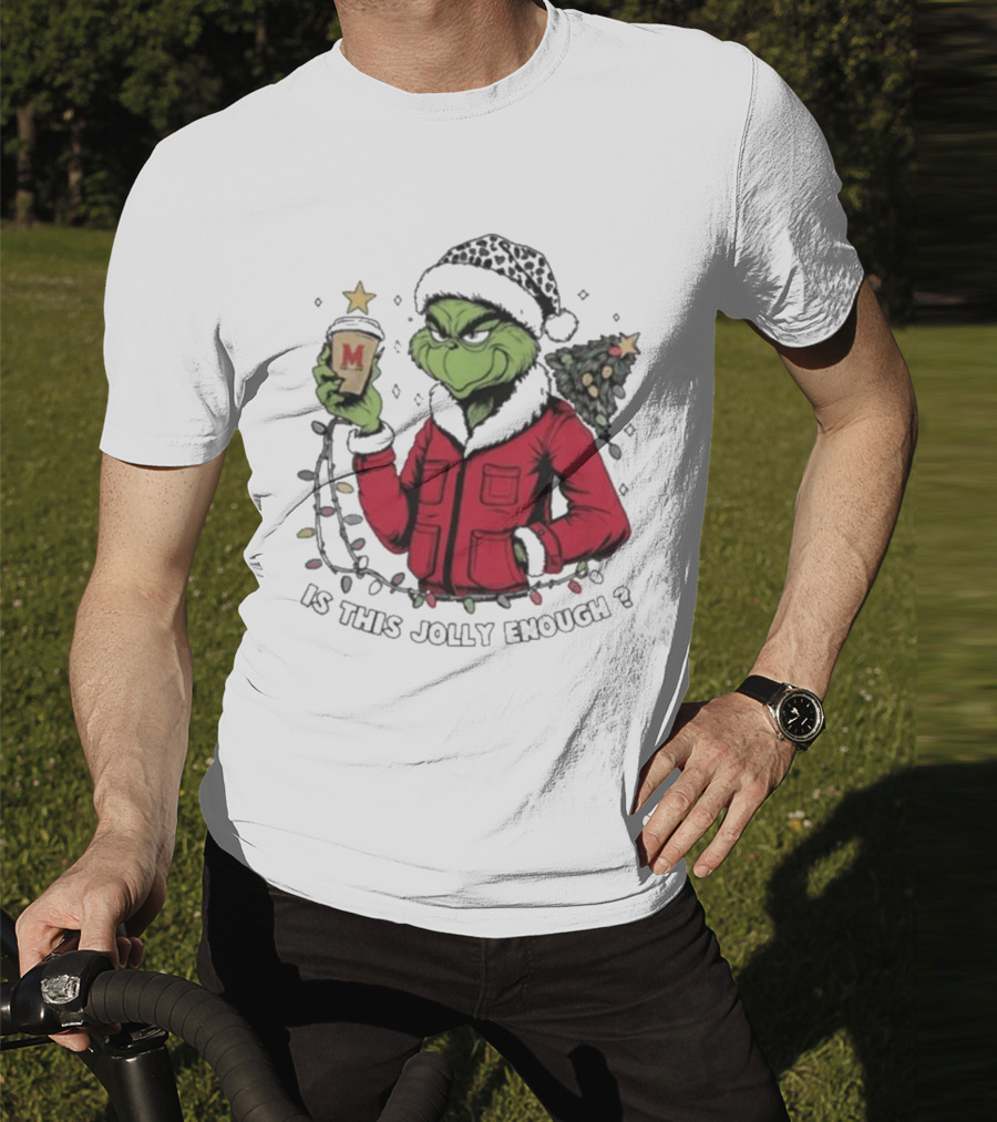 Maryland Terrapins Grinch Santa Is This Jolly Enough Merry Christmas T-Shirt