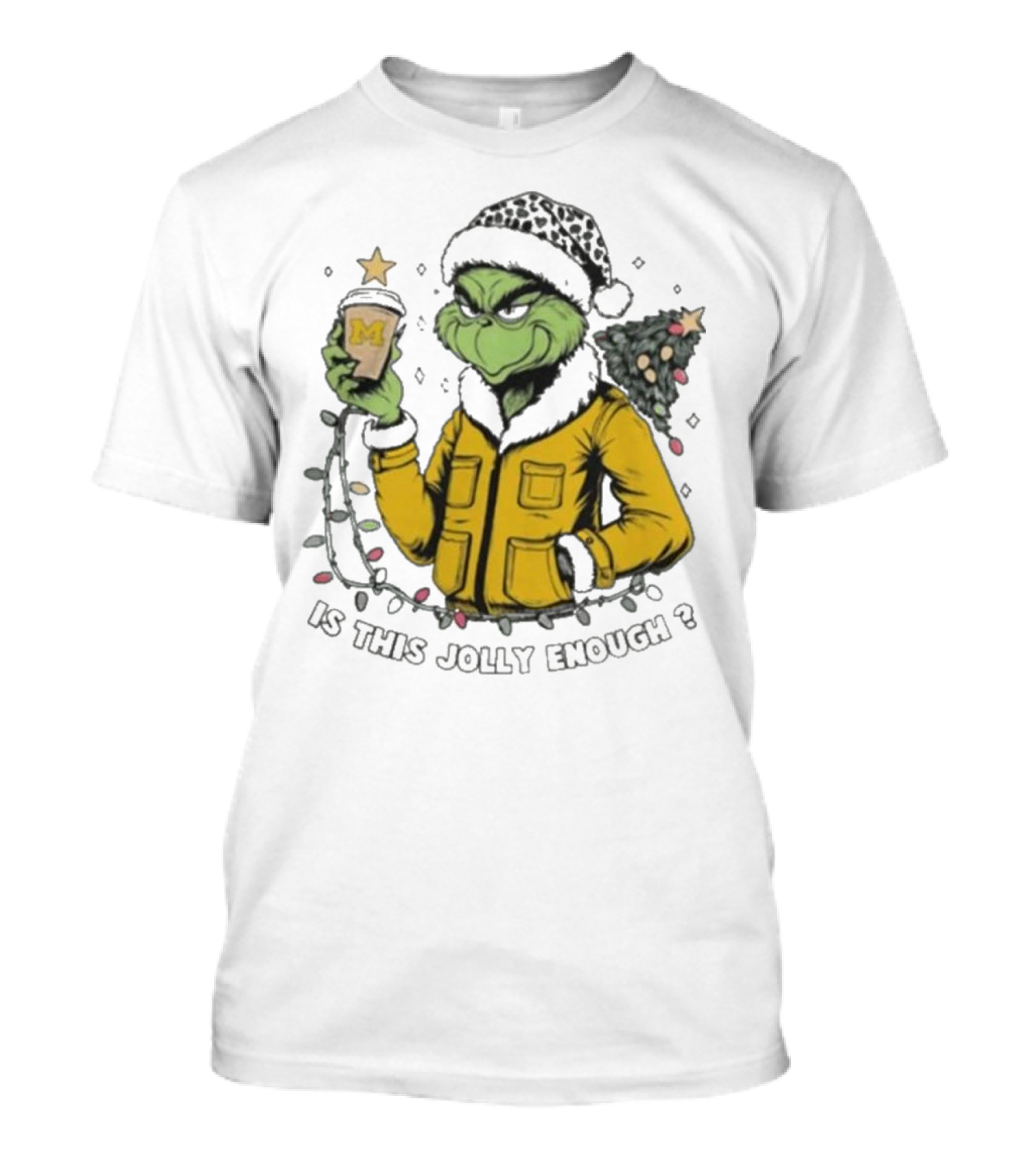 Michigan Wolverines Grinch Christmas Jolly Enough? T-Shirt