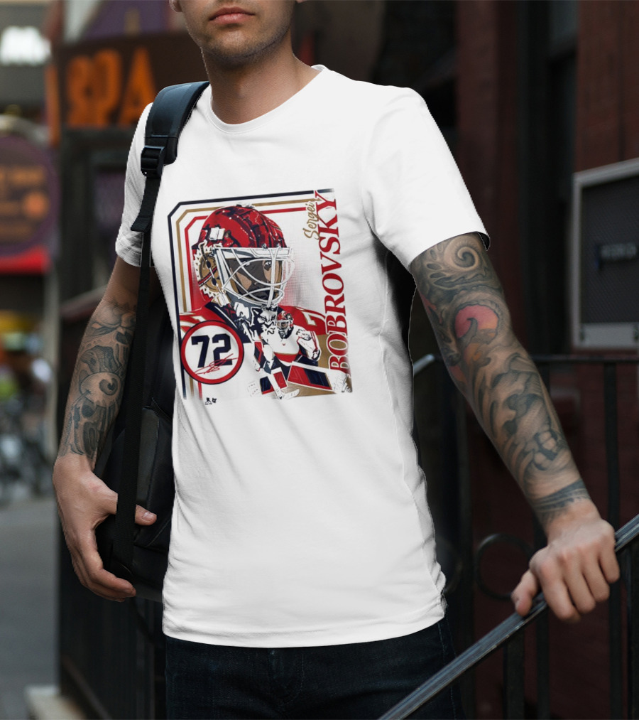 Sergei Bobrovsky 72 Collage Frame Hockey Goalie Mask Action Pose T-Shirt