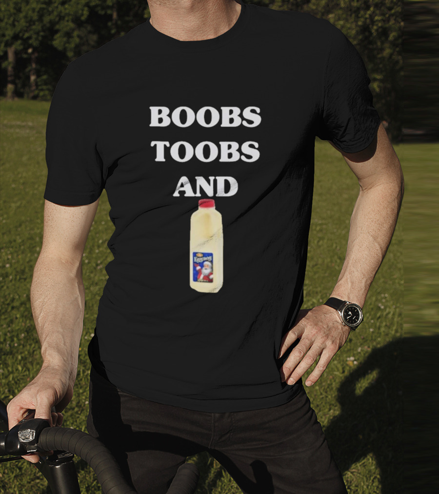 Boobs Toobs And Eggnog Santa Christmas T-Shirt