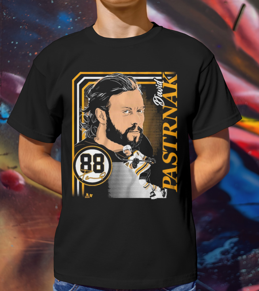David Pastrnak 88 Hockey Illustration Collage T-Shirt