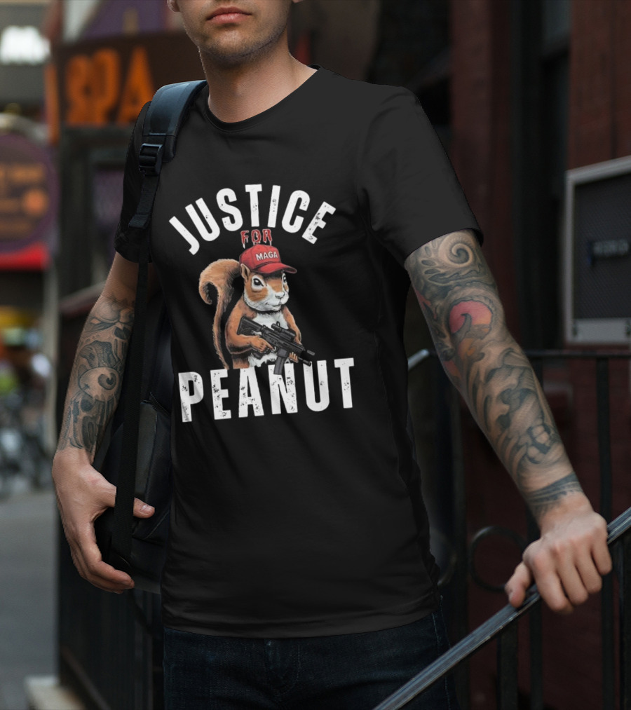 Justice For Peanut Maga Squirrel With Hat And Rifle T-Shirt