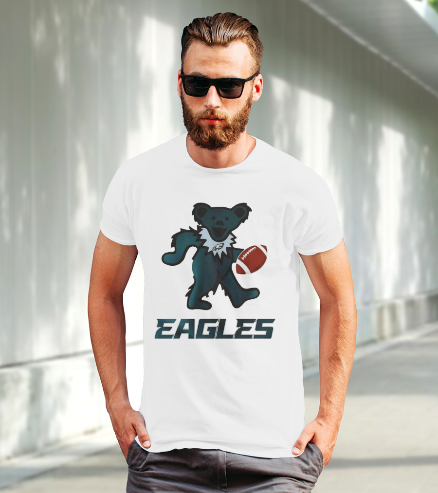 Eagles Football Bear With Grateful Dead Influence T-Shirt