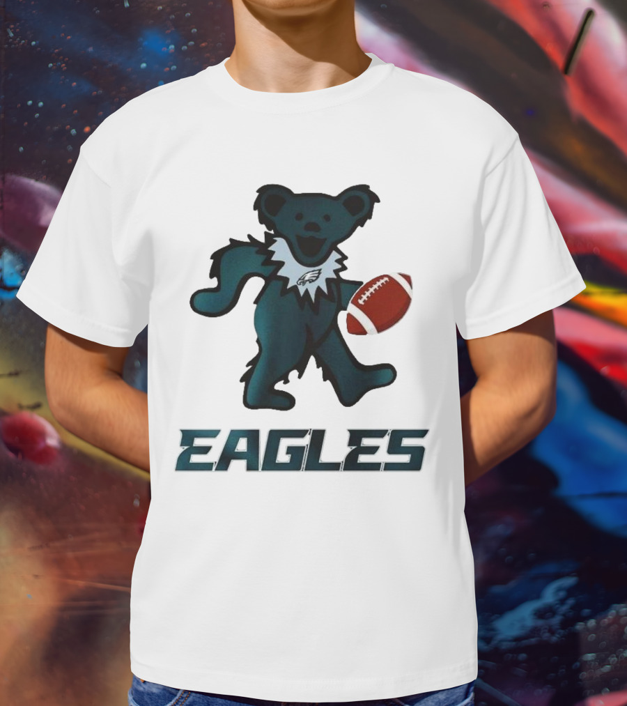 Eagles Football Bear With Grateful Dead Influence T-Shirt