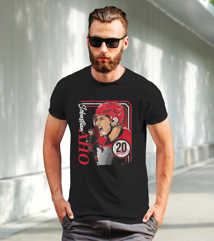 Sebastian Aho Number 20 Hockey Collage Frame T-Shirt